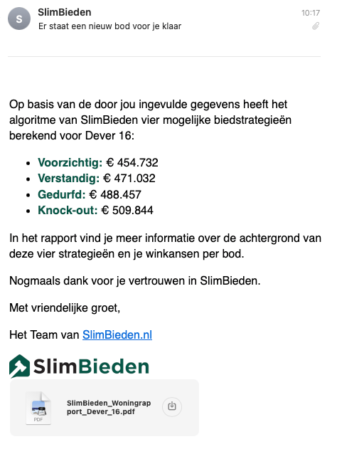 SlimBieden email met rapport