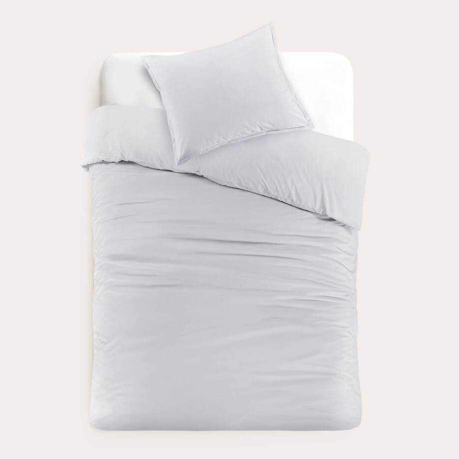 Studio LIVIT perkal katoenen dekbedovertrek 1 persoons lichtgrijs (140x220 cm) afbeelding 