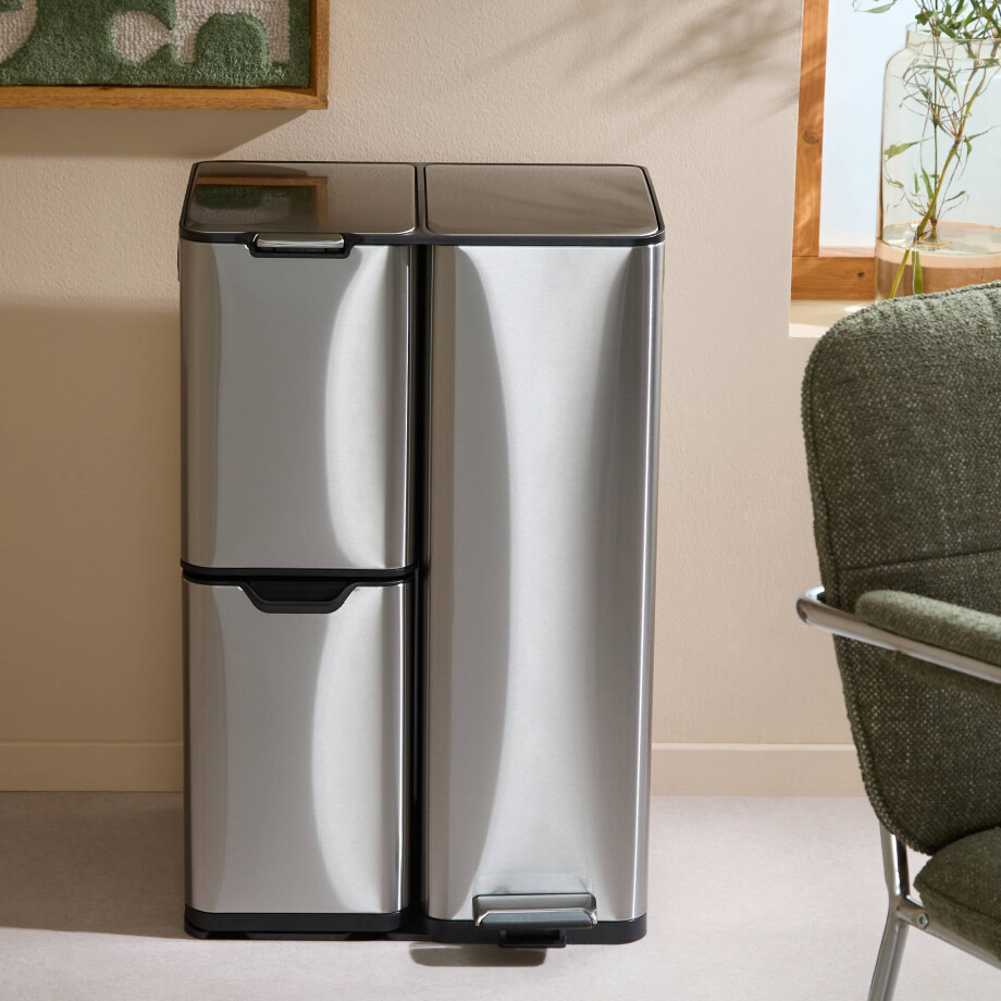 NOUS Living prullenbak - afvalscheiding (13L+17L+30L) - RVS afbeelding 