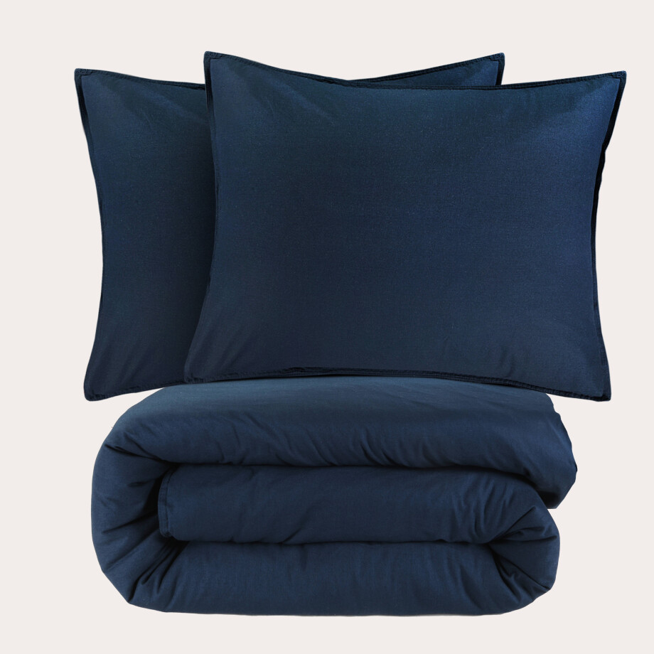 NOUS Living stonewashed dekbedovertrek lits-jumeaux blauw (240x200/220 cm) afbeelding 