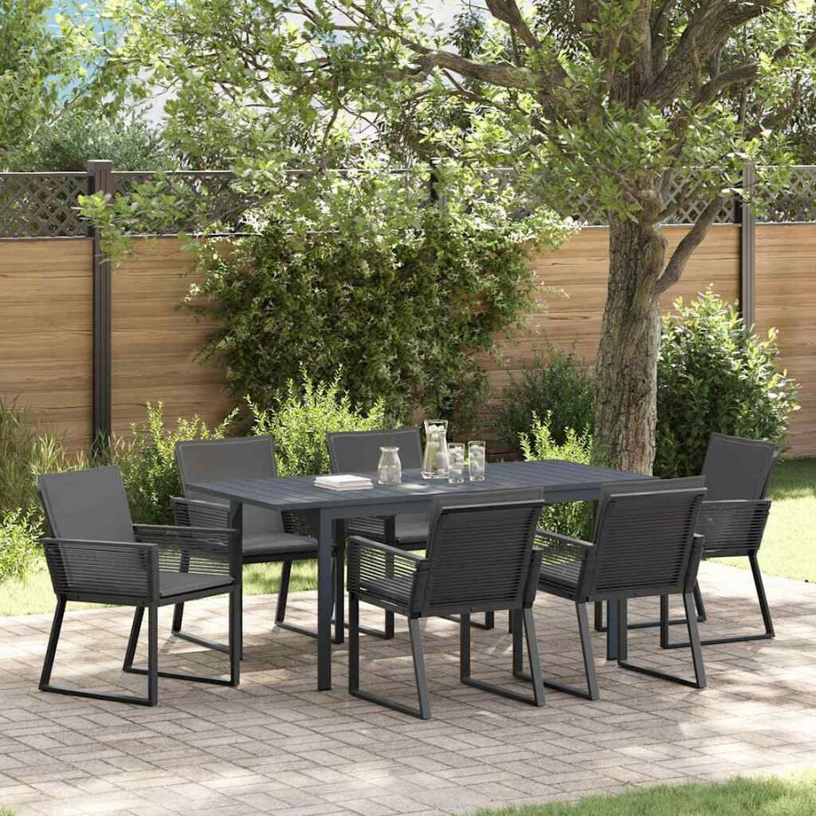 vidaXL Tuin eettafelset 7 pcs Antraciet poly rattan afbeelding 1