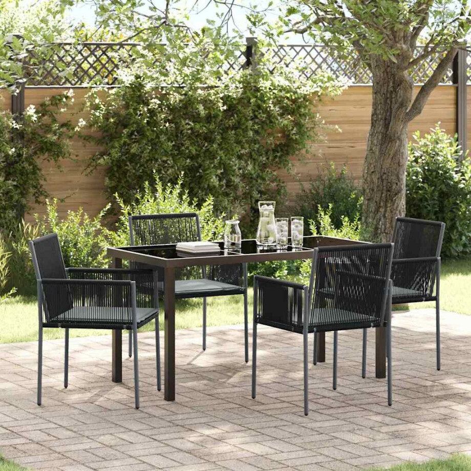 vidaXL Tuin eettafelset 5 pcs Zwart PE Rattan afbeelding 1