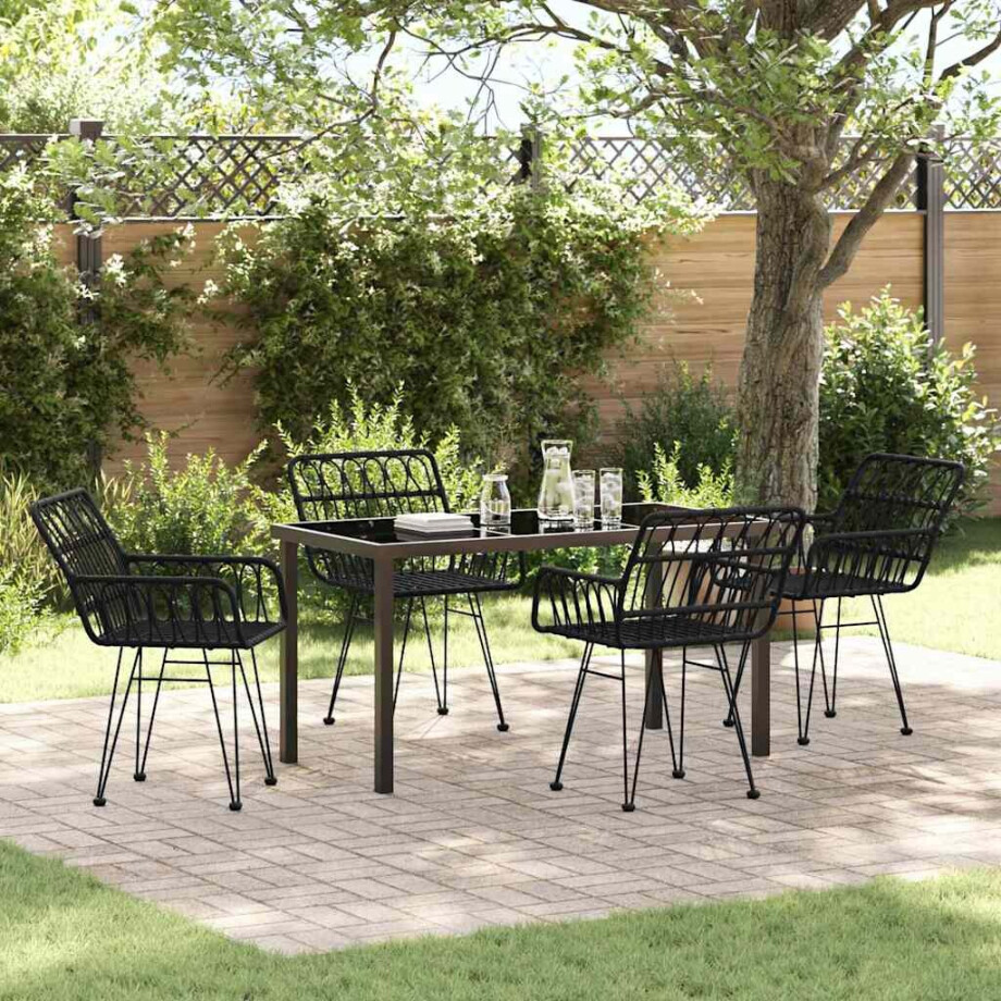 vidaXL Tuin eettafelset 5 pcs Zwart Gepoedercoat staal afbeelding 1