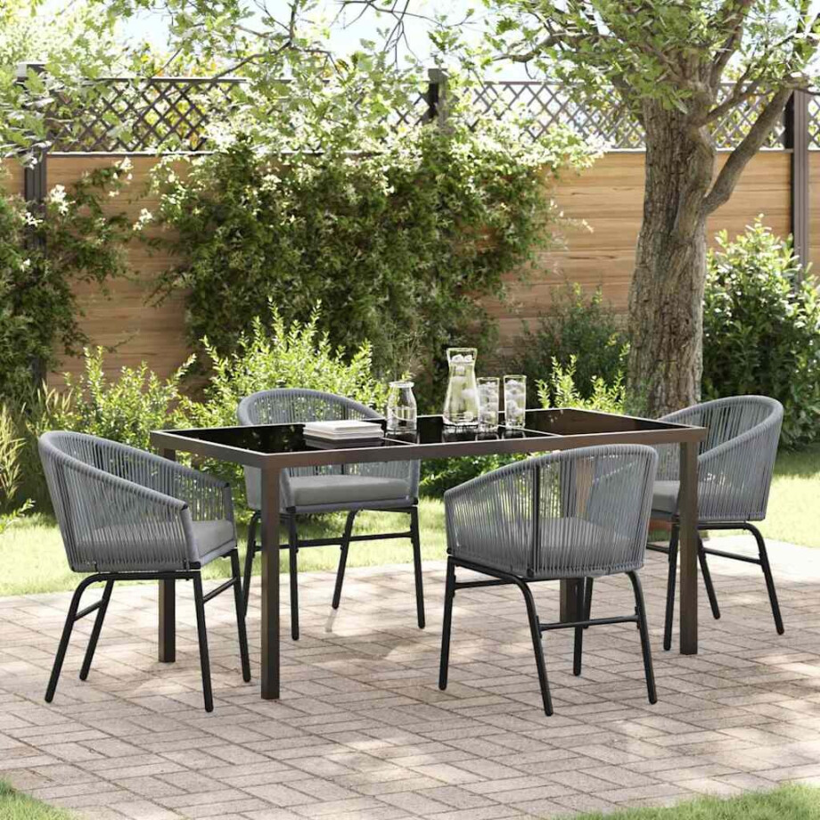 vidaXL Tuin eettafelset 5 pcs Antraciet Gepoedercoat staal afbeelding 1