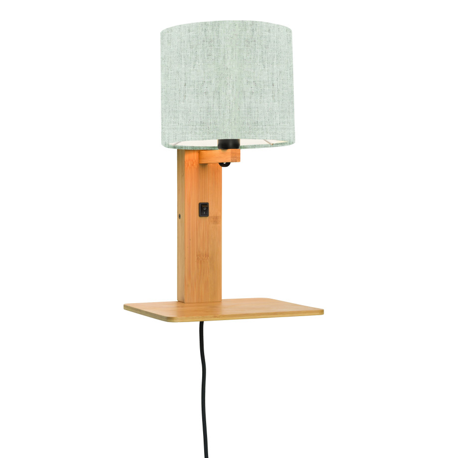 GOOD&MOJO Wandlamp 'Andes' Bamboe en Eco linnen, Met plank, kleur Beige/Naturel afbeelding 1