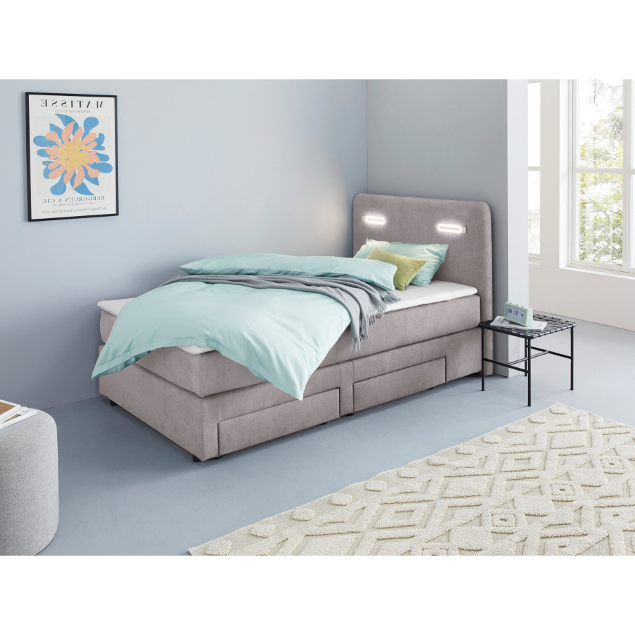 INOSIGN Boxspring Luan Laden, ledverlichting en topmatras, in breedte 120 cm en 180 cm afbeelding 1