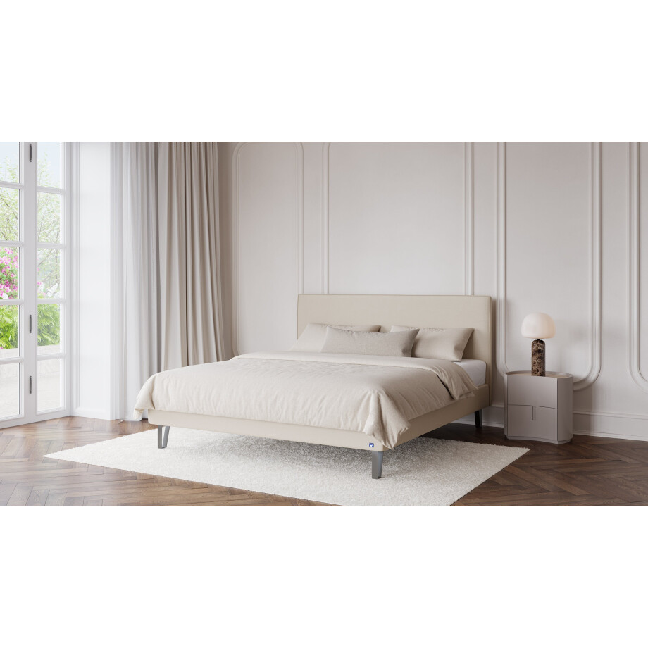 BRUNO gestClassic offeerd bed 140x200cm in beige | Matrashardheid: Links H2 / Rechts H3 | Inclusief matras, lattenbodem en metalen poten afbeelding 1