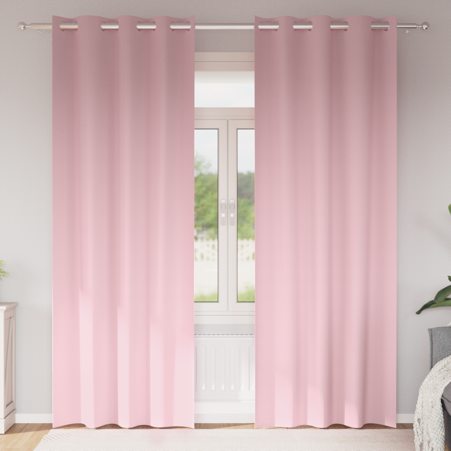 vidaXL Gordijnen met gordijnen 2 pcs Babyroze 245 x 140 cm Polyester afbeelding 1