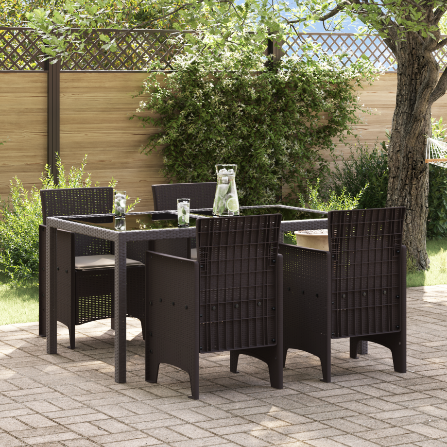 vidaXL Tuinmeubelen met Kussens 4 stuks Bruin Poly Rattan afbeelding 1