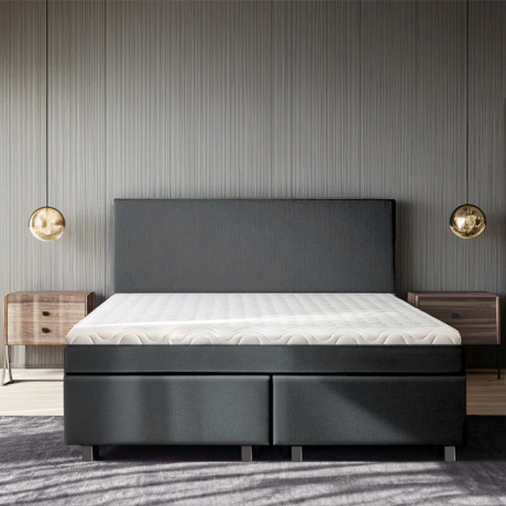 1-Persoons Boxspring Julia Relax - Antraciet - Antraciet 90x210 Cm - Pocketvering - Inclusief Topper - Dekbed-Discounter.nl