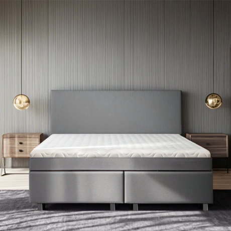 2-Persoons Boxspring Julia Relax - Grijs - Grijs 160x210 Cm - Pocketvering - Inclusief Topper - Dekbed-Discounter.nl