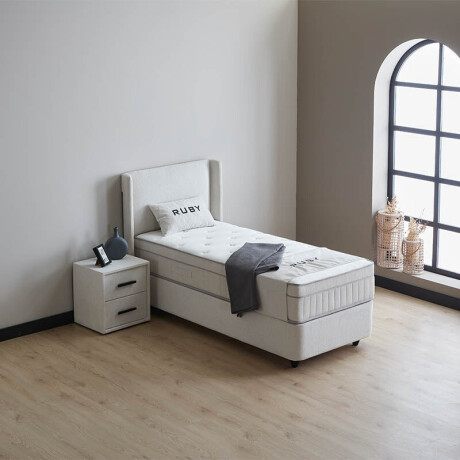 1-Persoons Boxspring Met Opbergruimte Ruby - Grijs & Lichtgrijs 90x200 Cm - Pocketvering - Inclusief Topper - Dekbed-Discounter.nl