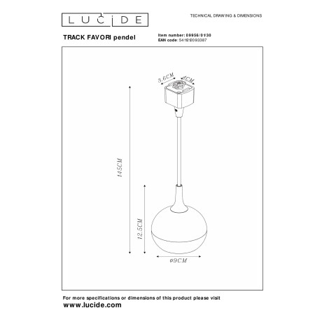 Lucide Lucide TRACK FAVORI Hanglamp - 1-fase Railsysteem / Railverlichting - 1xGU10 - Zwart (Uitbreiding) afbeelding2 - 1