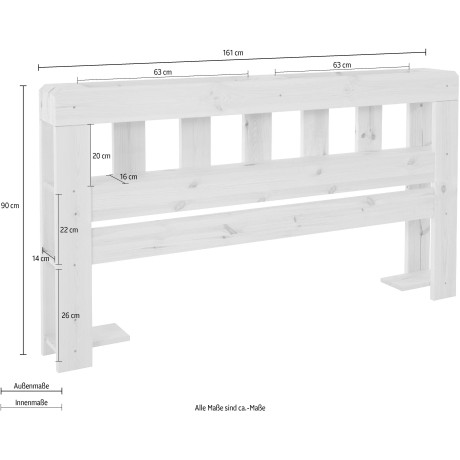 Home affaire Hoofdbord Alasco voor palletbed alasco, gemaakt van massief hout, met 7 open vakken afbeelding2 - 1