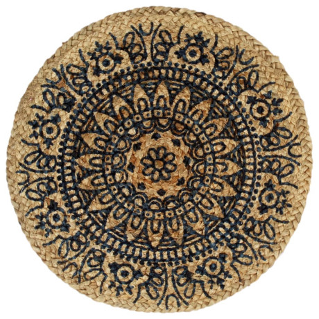 vidaXL Placemats 4 st rond 38 cm jute donkerblauw afbeelding2 - 1