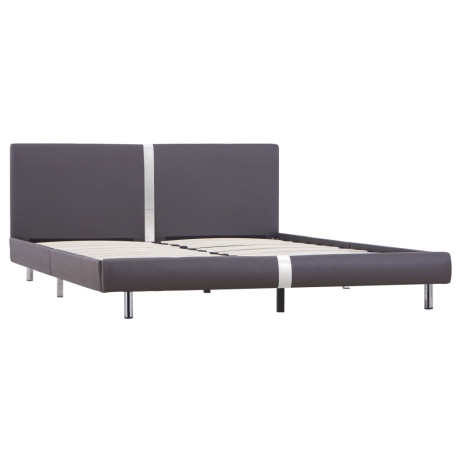 vidaXL Bedframe zonder matras 150x200 cm kunstleer grijs afbeelding2 - 1