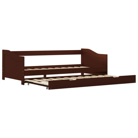 vidaXL Bedbankframe uittrekbaar grenenhout donkerbruin 90x200 cm afbeelding2 - 1