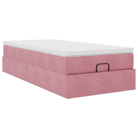 vidaXL Bedframe met matras 90x190cm fluweel roze afbeelding2 - 1