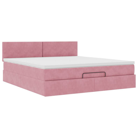 vidaXL Bedframe met matras 180x200 cm fluweel roze afbeelding2 - 1