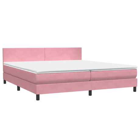 vidaXL Boxspring met matras fluweel roze 200x220 cm afbeelding2 - 1