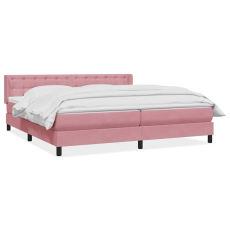 vidaXL Boxspring met matras fluweel roze 180x220 cm afbeelding2 - 1