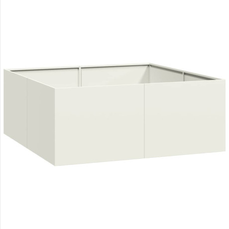 vidaXL Plantenbak 100x100x40 cm staal wit afbeelding2 - 1