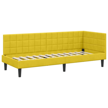 vidaXL Hoekbedframe met hoofdeinde Geel 80 x 200 cm Fluweel afbeelding2 - 1