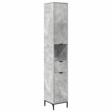 vidaXL Hoge badkamerkast Betongrijs 31.5 x 33 x 190 cm Bewerkt hout afbeelding2 - 1