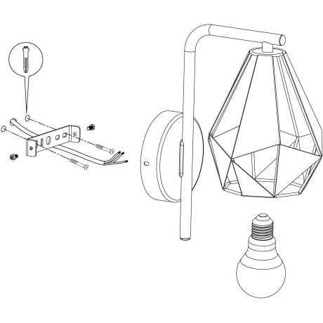 EGLO Wandlamp CARLTON 4 Vintage wandlamp, staal, zwart, koperkleurig-antiek, fitting: E27 afbeelding2 - 1
