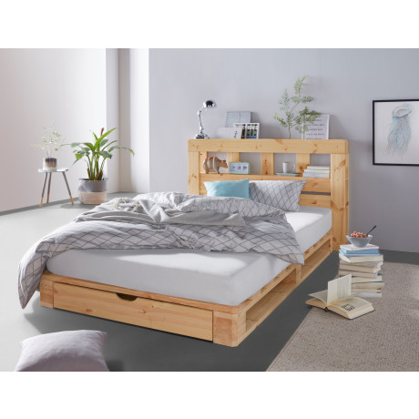 Home affaire Palletbed Alasco gecertificeerd massief hout, uit te breiden tot tweepersoons- of familiebed afbeelding2 - 1