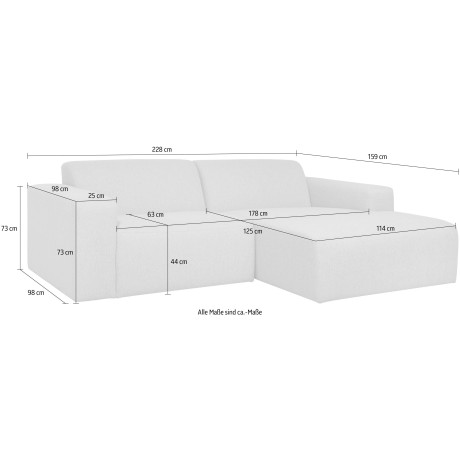 INOSIGN Hoekbank Koa,228cm, L-model, modulaire bank weefstof afbeelding2 - 1