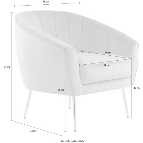 Kayoom Fauteuil DOREEN modern, ruimtebesparend, onderhoudsvriendelijk, fluwelen bekleding van stof (1 stuk) afbeelding2 - 1