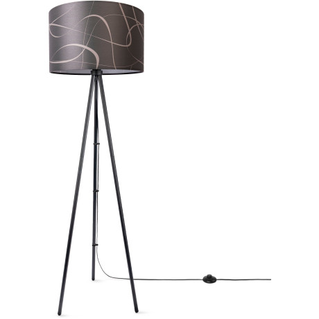 Paco Home Staande lamp Trina Tribal Vloerlamp driepoot met lampenkap stof statief modern vintage uni afbeelding2 - 1