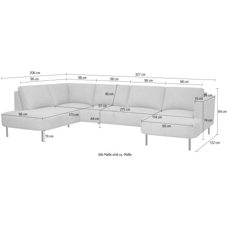 Places of Style Zithoek Cesola in zachte chenille-stof, breedte 327 cm, met zwarte metalen poten afbeelding2 - 1