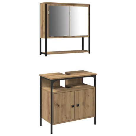 vidaXL 2-delig badkamermeubelset Artisan Eiken Engineered Wood afbeelding2 - 1
