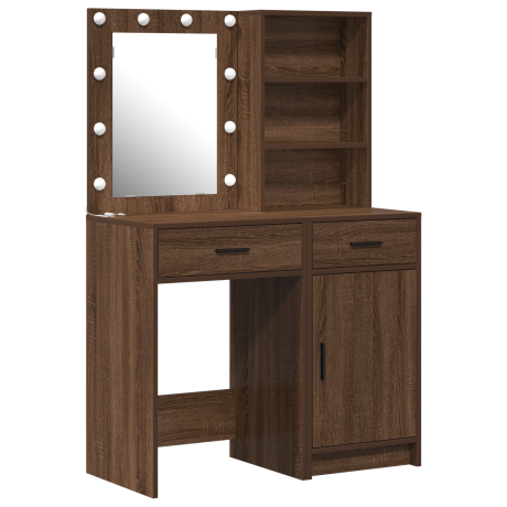 vidaXL 2-delige Kaptafel Set met LED - Zwart Eiken Hout afbeelding2 - 1
