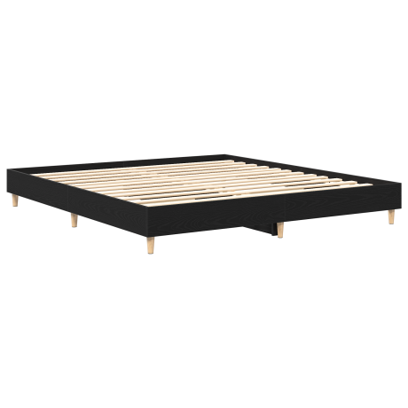 vidaXL Bedframe Zwart Eiken 200x200 cm Ge-engineered Hout afbeelding2 - 1