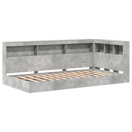 vidaXL Boekenkast Bed Betonnen Grijs 75x190 cm Geengineerd Hout afbeelding2 - 1