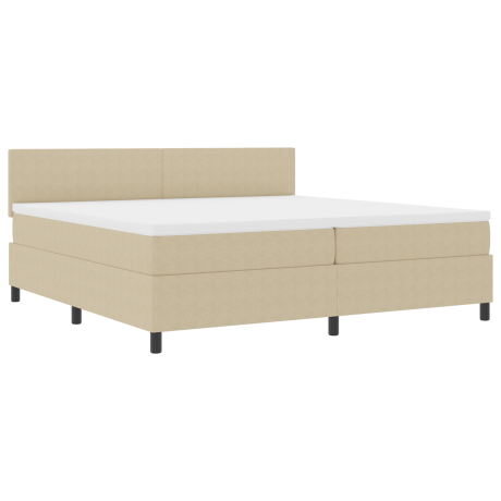 vidaXL Boxspringbed met Matras & LED Verlichting Groen Grijs 200x200 cm Katoen afbeelding2 - 1