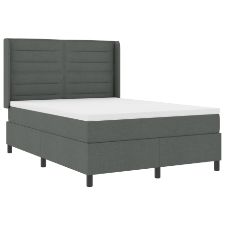 vidaXL Boxspringsbed met matras en LED stof donkergrijs 140x190 cm afbeelding2 - 1