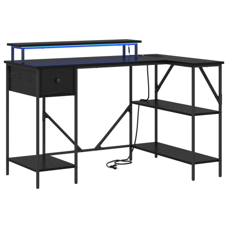 vidaXL Bureau Zwart eiken 120 x 79 x 86.5 cm Bewerkt hout afbeelding2 - 1