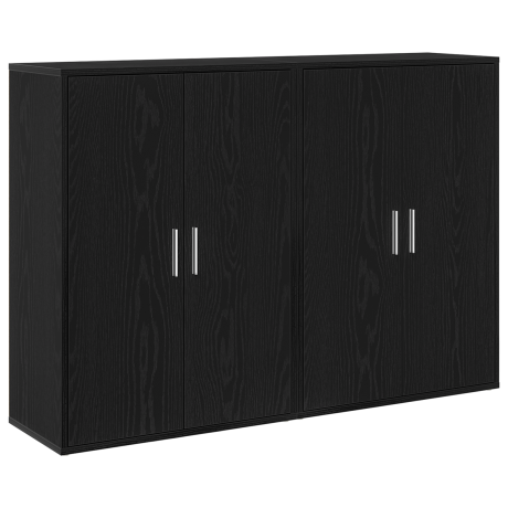 vidaXL Dressoirs 2 stuks Zwart Eiken 60x31x84 cm Ge engineered Hout afbeelding2 - 1