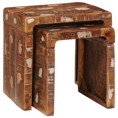 vidaXL Eindtafels Multikleur massief gerecycled hout afbeelding2 - 1