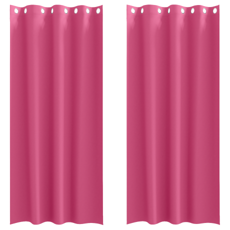 vidaXL Gordijnen met gordijnen 2 pcs Felroze 225 x 140 cm Polyester afbeelding2 - 1