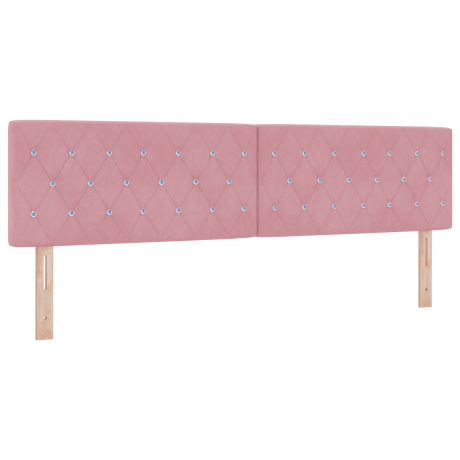 vidaXL Hoofdbord LED en kristallen knopen 90 cm fluweel roze afbeelding2 - 1