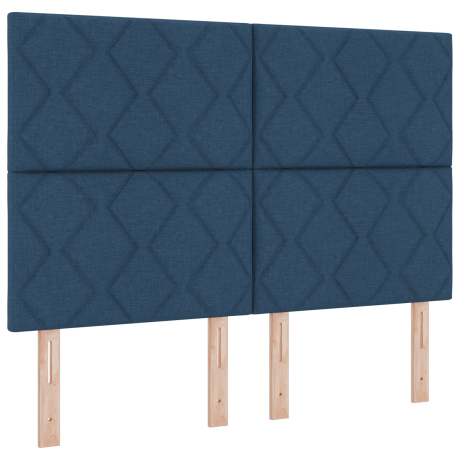 vidaXL Hoofdbord LED met ruitjes 144 cm stof blauw afbeelding2 - 1