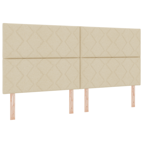 vidaXL Hoofdbord LED met ruitjes 200 cm stof crèmekleurig afbeelding2 - 1