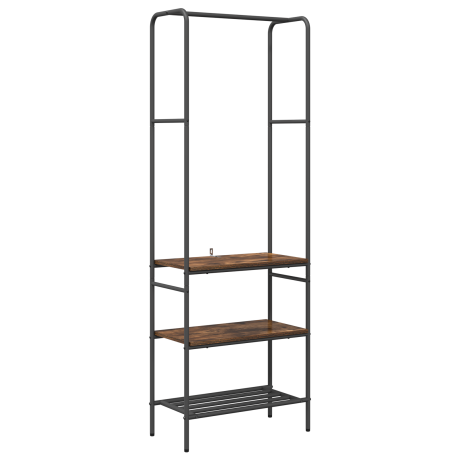 vidaXL Kledingrek met planken met plank Gerookt eiken 60 x 30 x 171 cm afbeelding2 - 1