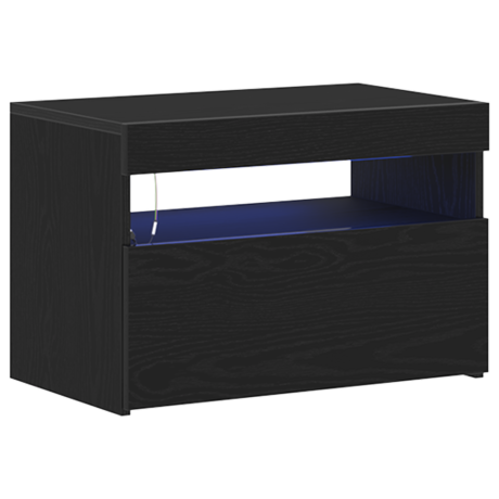 vidaXL Nachtkast met LED Verlichting Zwart Eiken 60x35x40 cm Gefabriceerd Hout afbeelding2 - 1