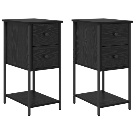 vidaXL Nachtkastje met lade 2 pcs Zwart eiken 32 x 42 x 70 cm afbeelding2 - 1